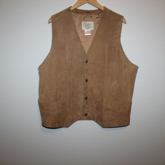 Cripple Creek Suede Leather Button Vest Tan 100% Leather Men's Size XL H12400 - Picture 3 of 6
